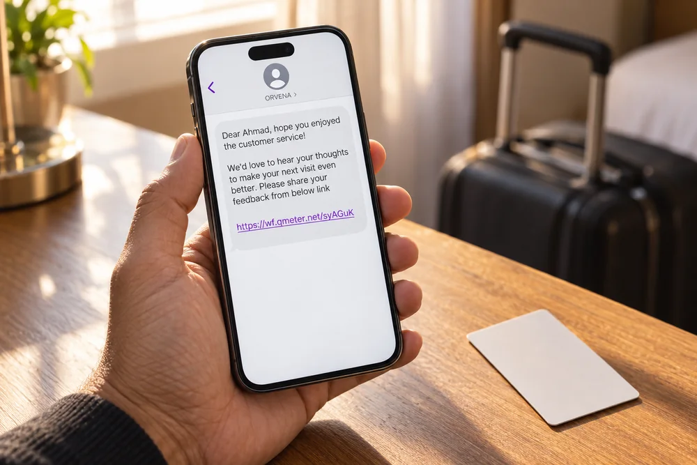 SMS und E-Mail nach dem Aufenthalt